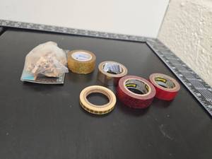 lot 205 image: Craft Tape Lot 7 Rolls Decorative Glitter Paper Tape Mixed Colors