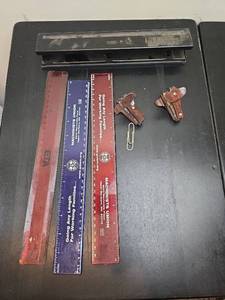 lot 220 image: Lot of Desk Accessories Rulers Holsters Stapler Paper Clip