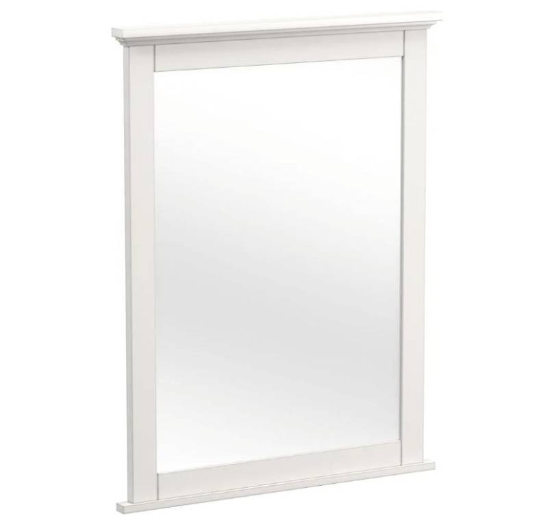 lot 39016 image: Westwood Design Lodge Farmhouse Style Wood Wall Mount Mirror in Cream Finish, 42x32 inch. - Retail $120