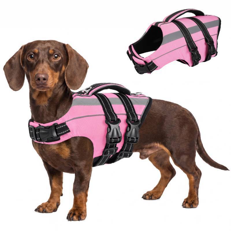 lot 38980 image: Dog Life Jacket, Dogs Swim Vest with Reflective Strips - Retail $25
