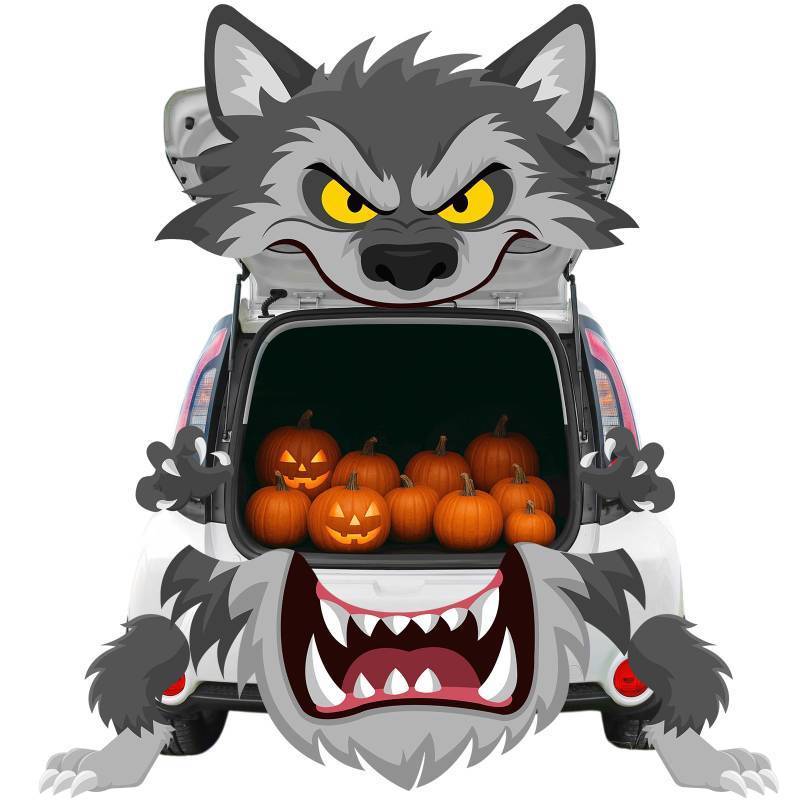 lot 38972 image: Halloween Werewolf Trunk or Treat Car Decor Kit 59 for Vehicle - Retail $21