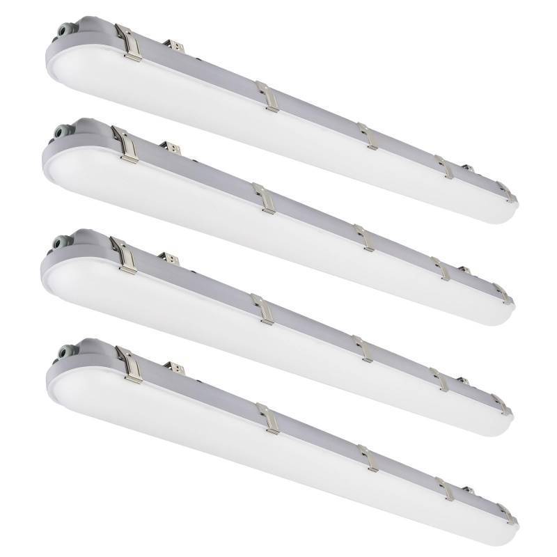 lot 39019 image: 4FT LED Vapor Tight Light Fixture, 60W50W40W Adjustable, 4 Pack - Retail $160