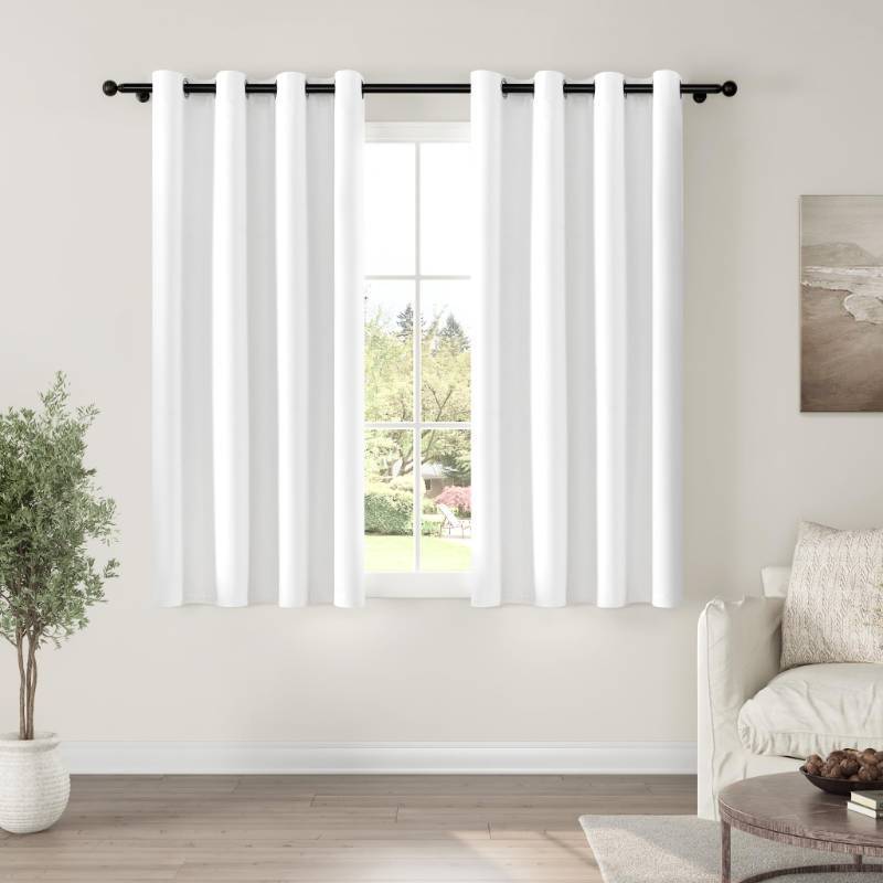 lot 47135 image: White Blackout Curtains 63 Inches Long 2 Panels for Bedroom - Retail $32
