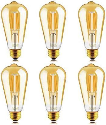 lot 2611 image: Helloify ST64 E26 LED Filament Bulb 5.5W 2700K Dimmable 6-Pack