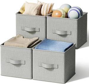 lot 7045 image: LayerSpace 4-Pack Foldable Fabric Storage Bins 11in Cubes, Handles Gray