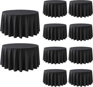 lot 7052 image: 10 Pack Round Tablecloths 90 Inch Black for 36-72 Table
