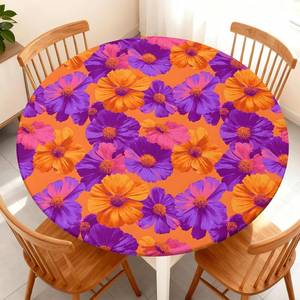 lot 7059 image: Round Fitted Tablecloth with Elastic Edge Fits 53-60 Round Tables