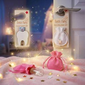 lot 7072 image: DoubleFill Tooth Fairy Door Hanger Pouch Keepsake Box,Classic,Rose Red