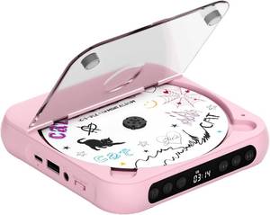 lot 7079 image: ENVYCLOUD CD Player Portable with Dual Stereo Speakers, Bluetooth, Pink