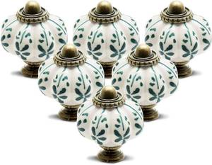 lot 7085 image: 12pcs Ivory Pumpkin Knobs, Leaf Pattern Cabinet Knobs
