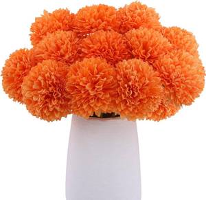 lot 7099 image: Rowfad 12 Pcs Artificial Chrysanthemums Orange Silk Marigolds - Fake Mums