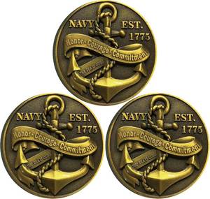 lot 7122 image: USA-Navy Core Value Sailors Creed Challenge Coin (Pack of 3)