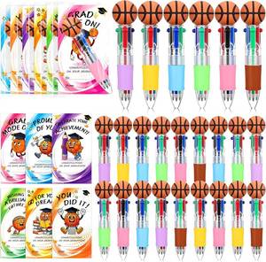 lot 7224 image: Crtiin 24 Sets Basketball 4-in-1 Pens with Positive Cards Bulk, Basketball