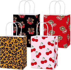 lot 7254 image: ojustbeok 1224Pcs Cheetah Party Favor Bags Leopard Bow Cherry Gift Bags