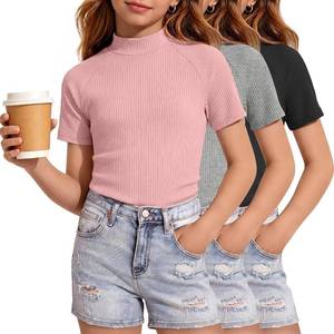 lot 7298 image: 3 Pack Girls Mock Turtleneck Shirts 13-14yr