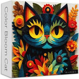 lot 7312 image: Larkipuzz Cat Jigsaw Puzzles 1000 Pieces for Adults - Floral Kitten Puzzle