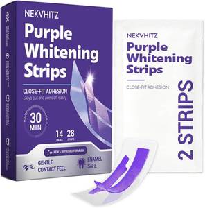 lot 7337 image: Purple Teeth Whitening Strips 28 Count, Enamel Safe, Removes Stains, Mint