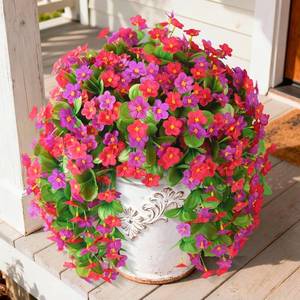 lot 7365 image: Hanging Flowers for Outdoors, UV Resistant, 2 Pcs Violet Silk Plants