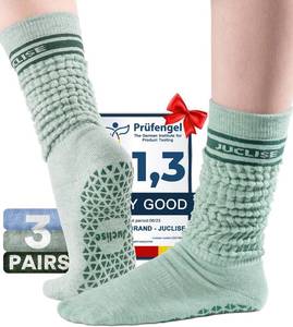 lot 7514 image: Juclise Merino Wool Pilates Grip Socks Non Slip Yoga Barre Gym Wicking S