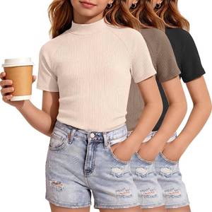 lot 7516 image: 3 Pack Girls Mock Turtleneck Shirts 7-8