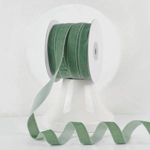 lot 7538 image: MEEDEE Dusty Green Velvet Ribbon 58 Inch, 25 Yards, Nylon, Single Face