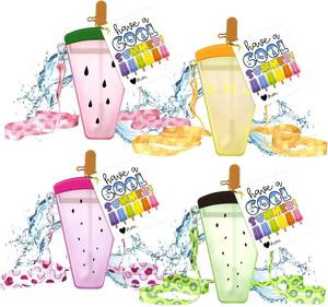lot 7539 image: 4-Piece End of School Year Gifts Ice Cream Water Bottles with Summer Cards