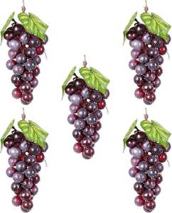 lot 7560 image: 5 Bunches 36-Count Purple Artificial Grapes Faux Fruits for Decoration Prop