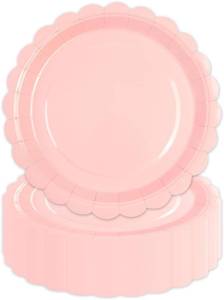 lot 7561 image: 7-Inch Pink Paper Plates, 50 Pcs - DessertTableware for Birthday & Picnic