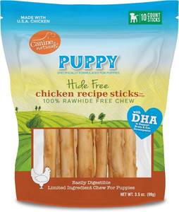 lot 7575 image: Canine Naturals Rawhide Free Puppy Chews, Chicken and Rice Recipe, 10 Count