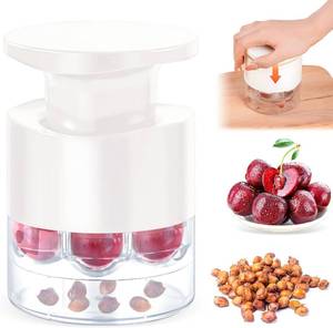 lot 7619 image: Cherry Pitter Multi-Cherry Stoner, 7-Hole Push-Button, Splatter Guard, White