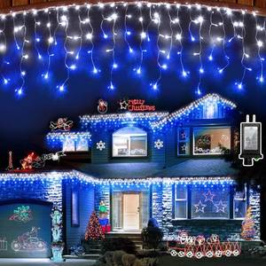 lot 7624 image: Christmas Icicle Lights Outdoor 82FT 810 LED Drops Blue & White