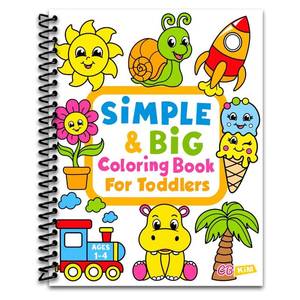 lot 7644 image: Simple & Big Toddler Coloring Book 100 Easy Coloring Pages (Spiral-Bound)
