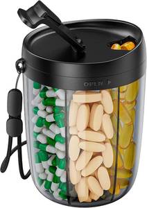 lot 10033 image: PULIV Large Pill Bottle Organizer Anti-Mix Design, 6 Slots, 20 Labels