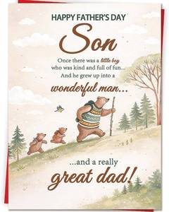 lot 10152 image: OJsensai Fathers Day Card for Son from DadMom, Preprinted Message, Bear 10-Pac