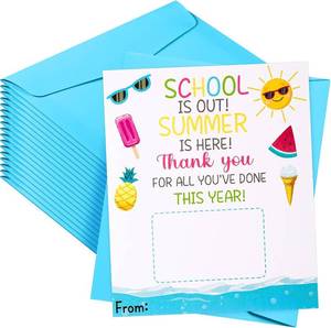 lot 10164 image: Kosiz 12 Pack Teacher Thank-You Cards with Envelopes & Stickers for Teachers