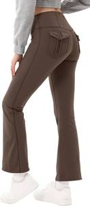 lot 10165 image: Fleece-Lined Womens Flare Leggings, High-Waist Tummy Control, Pockets, Grey small