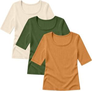lot 10208 image: 3 Pack Girls Ribbed T Shirts 9-10Y