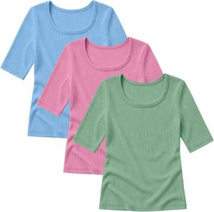 lot 10298 image: 3 Pack Girls Ribbed T Shirts 7-8Y