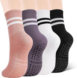 lot 10328 image: 6 Pack Pilates Grip Socks for Women Striped Non-Slip Yoga Socks 5-7.5