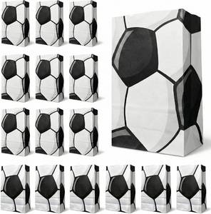 lot 10369 image: 30 Pack Soccer Snack Bags - Goodie Bags for Youth Teams, Black & White Soccer