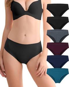 lot 10376 image: Seamless Hipster Underwear for Women - 6 Pack NoShow Low-Rise Panties (Large)