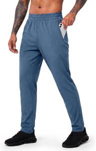 lot 10455 image: MIER Mens Athletic Sweatpants Open Bottom Workout Pants, 3 Zipper Pockets 2XL