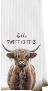 lot 10487 image: Highland Cow Bathroom Towels - Farmhouse Decorative Towels (16 24)