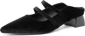 lot 10495 image: NEWBELLA Womens Pointed Toe Mules with Adjustable Strap, Low Block Heel Beige size 8.5