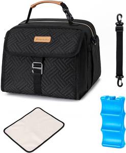 lot 10527 image: Breast Milk Cooler Bag with Ice Pack   Fits 6 Bottles (9 oz), Black
