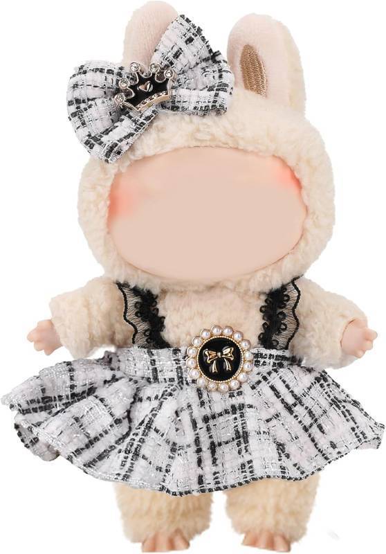 lot 66503 image: 17Cm Clothes for 17cm Doll, 2 PCS Cute Chic Style Hair Clip & Dress Set, Dress up Outfit Exquisite Accessories for Dolls