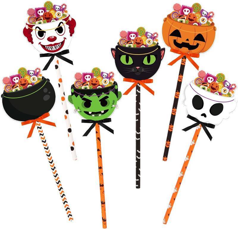 lot 69135 image: 1 Count (Pack of 30) Hooqict 30Pcs Halloween Goodie Bags Party Favor Boxes Pumpkin Clown Skeleton Cauldron Zombie Gift Bags for Kids Trick or Treat Candy Boxes Halloween Party Supplies