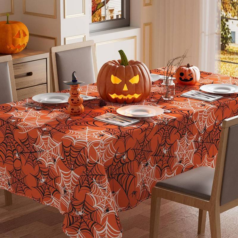lot 69253 image: 70 x 52 (Rectangular) XCHI Halloween Spider Web Rectangle Tablecloth Decorations 52x70 Inch
