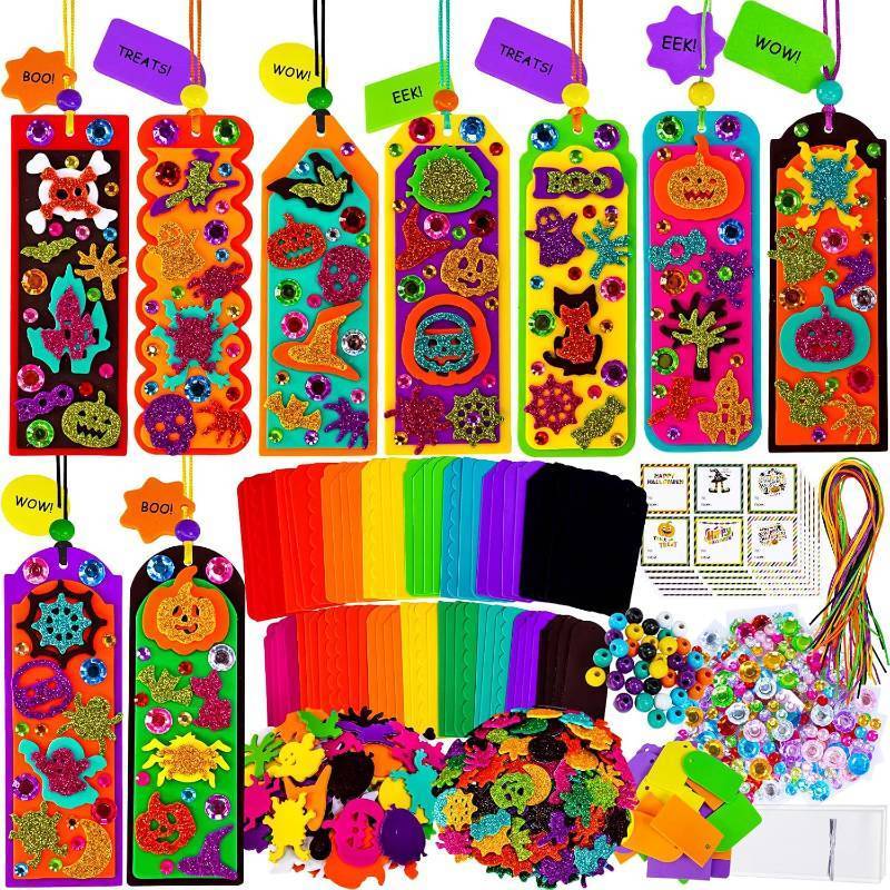 lot 69286 image: 6 x 2 Winlyn 36 Sets Halloween Craft Kits Fall Kids Crafts DIY 3D Halloween Bookmarks Art Sets Monster Jack-O-Lantern Foam Stickers Arts and Crafts for Kids Classroom Activities Trick-or-Treat Part