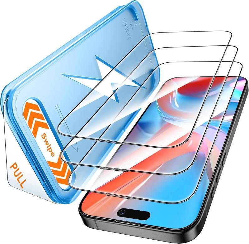 lot 69337 image: Mkeke for iPhone 16 Pro Screen Protector 3 Pack 9H Hardness